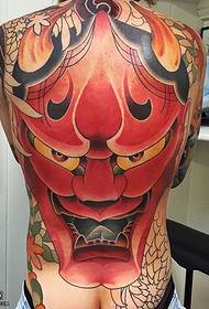 Patrón de tatuaje de prajna grande rojo de espalda completa