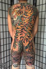 Full back tiger totem tattoo pattern