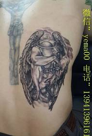 Classic angel cross tattoo pattern