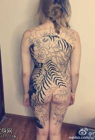 Szépség teljes hátsó tigris tetoválás minta