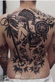 Full back Indian style tattoo pattern