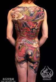 Modello di tatuaggio discendente del drago in stile cinese classico