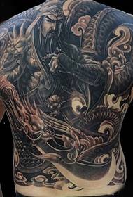 Héroes chinos de espalda completa Guan Gong tatuaje