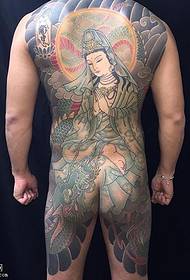 Guanyin-totem tatoveringsmønster på fuld bagside