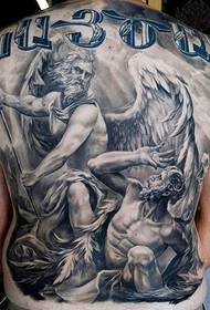 Tatuagem clássica de anjo cheio de costas