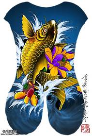 Traditionellt tatueringmaterial med full rygg bläckfisk