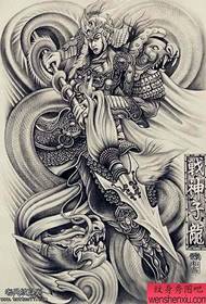 A black and white sketch full of Zhao Zilong's tattoo manuscript works