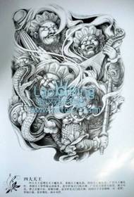 Комплетна шема за тетоважа на грбот: четири дизајни на големи тетоважи на кралот, погодни за целосен грб