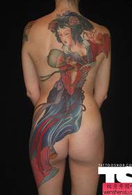 Full-backed Japanese geisha tattoos