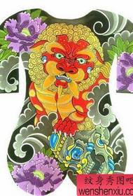 Tattoo show picture recommended a full back Tang lion tattoo pattern
