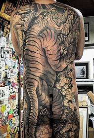 Full back mountain tiger tattoo pattern