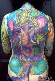 a full back elephant tattoo pattern
