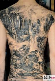 Ink landscape tattoo full of ancient charm