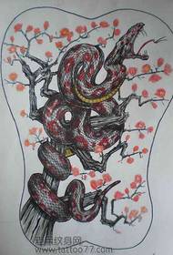 Super handsome full back snake plum tattoo manuscript