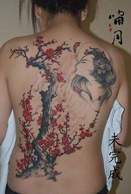 Changsha Xiaoyue tattoo tattoo show works: full back beauty and plum tattoo