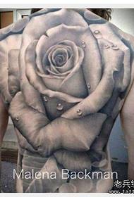Full back black and white rose tattoo