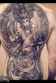 印度风格满背女神纹身图案