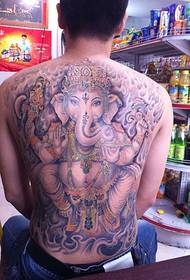 Full back classic elephant tattoo