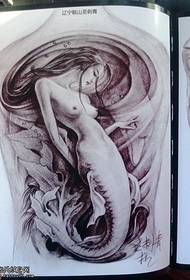 Full-back mermaid tattoo pattern