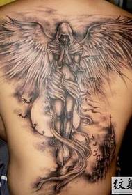 Classic series of back angel tattoos
