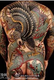 Full back eagle unicorn tattoo pattern