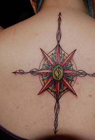 Beautiful compass tattoo on the back