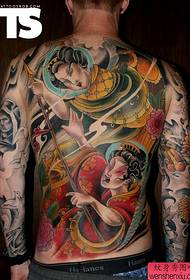 Full-back classic Japanese geisha tattoos