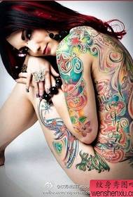 Woman color full back tattoo works