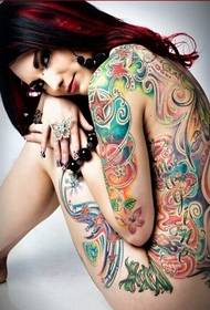 Beauty color full back tattoo pattern to enjoy pictures