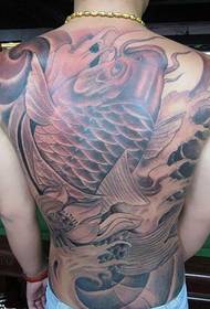 Traditionele klassieke inktvis tatoeage met volledige rug