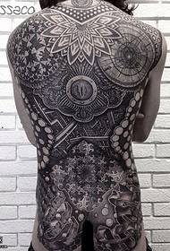 Full back modeli klasik i tatuazheve të zezë totem gri të zezë