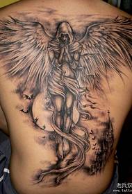 Full back angel tattoo pattern