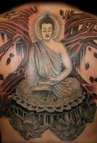 Pilnas muguras klasiskais Budas tetovējums
