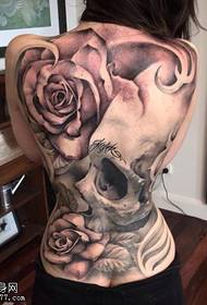 Full back black ash rose tattoo picture