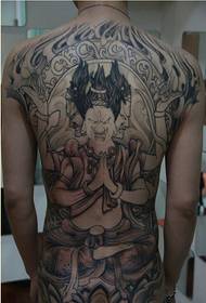 Personality fashion male full back Buddha tattoo pattern picture
