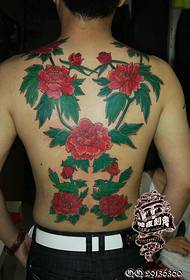 Full back floral tattoo pattern