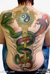 Boys' back trend classic full snake tattoo pattern