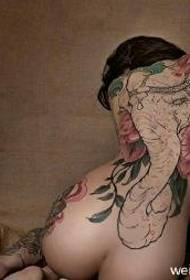 Woman back like god tattoo pattern
