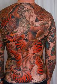 Full back eagle snake tattoo pattern