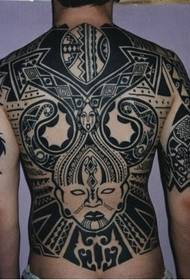 Boy full back black indian religious tattoo totem picture