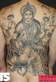 Full back classic atmosphere lotus Guanyin tattoo works