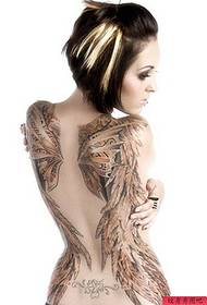 Woman creative full back wings tattoo works