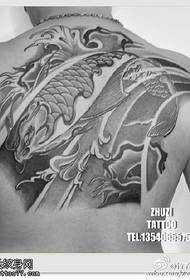 Back lotus squid Chinese traditional tattoo pattern