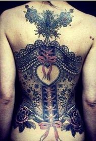 Personlighet mode kvinnor baksida vackra spets kläder tatuering bilder