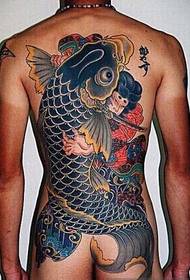Male full back big squid tattoo picture