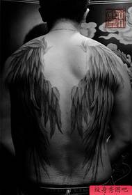 Full back classic wings tattoo pattern