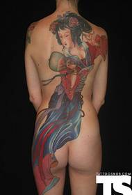 Full-back Japanese geisha tattoo pattern recommended picture