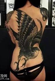 Beauty back eagle tattoo pattern