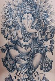 Personality fashion full back classic elephant god tattoo pattern picture