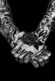 A set of exquisite foreign finger hand back tattoo pattern photography pictures